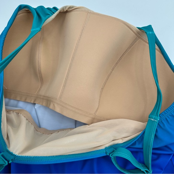 Cacique Tankini Top Swimwear Sz 18 Blouson Lined No Wire Tank Blue Ombré -flawed - Picture 4 of 11